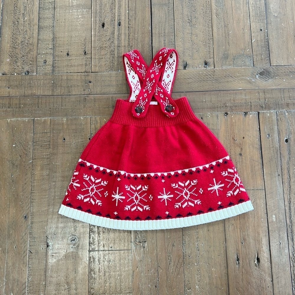 Hanna andersson red knit snowflake sweater dress